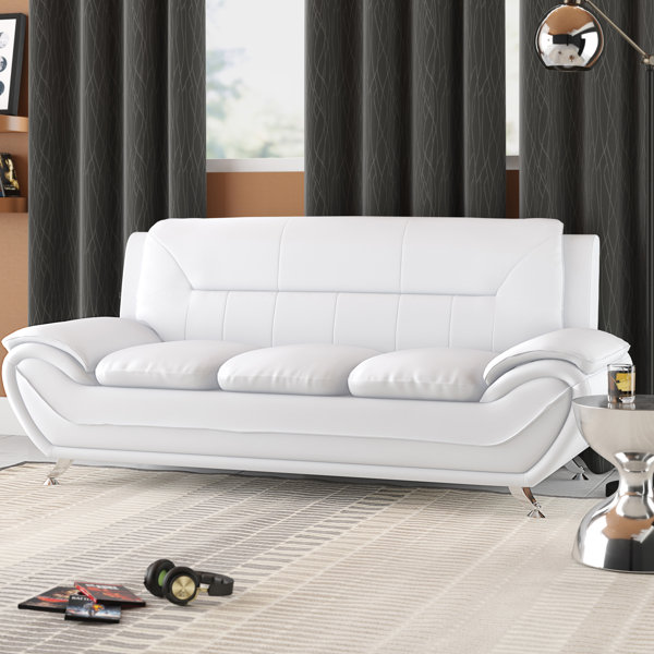 Orren Ellis Segura 79.2" Wide Faux Leather Pillow Top Arm Sofa